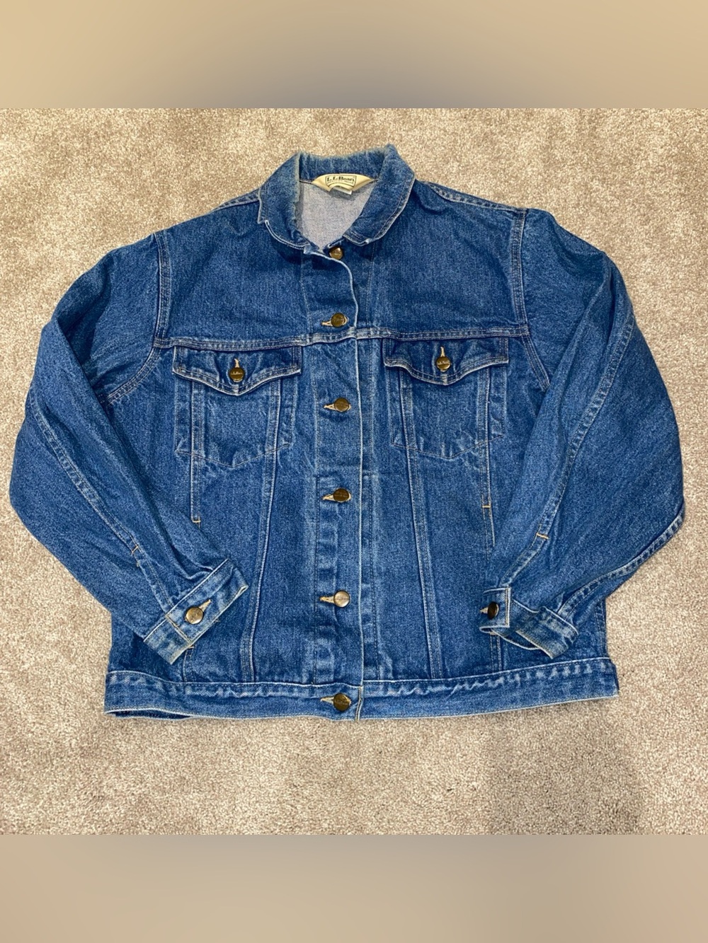 Vintage L.L. Bean 90s Denim Jacket Woman’s M Stonewash Trucker Made In USA